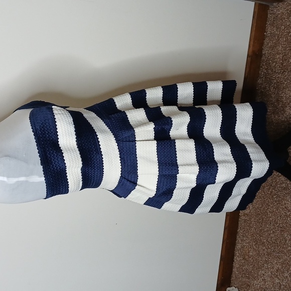 NWT SANS SOUCI blue and white striped fit& flare mini dress size large - Picture 7 of 16